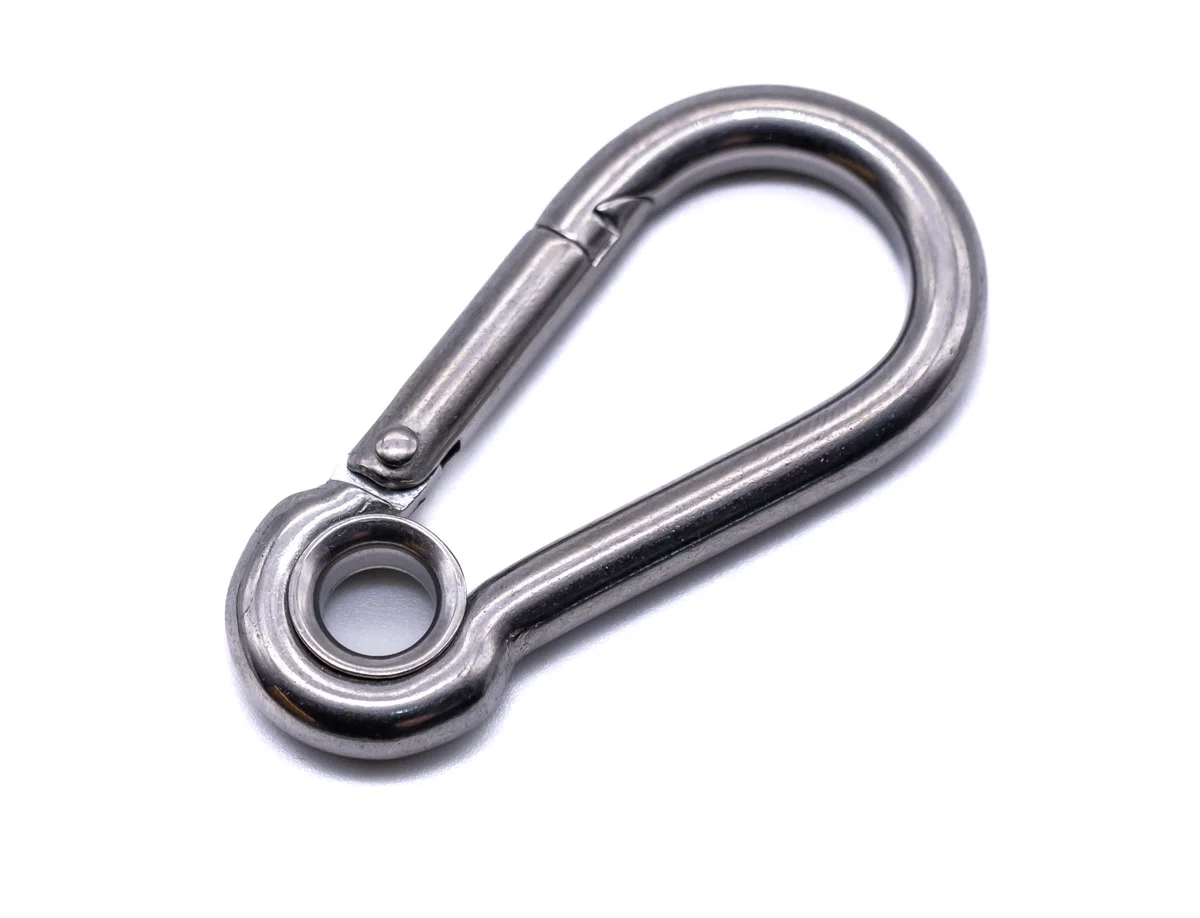 Edelstahl-Karabinerhaken mit Öse, A4, 316, Marinequalität, Wandern, Angeln, Camping, Schlüsselanhänger, Auge (100, 8 mm x 80 mm)