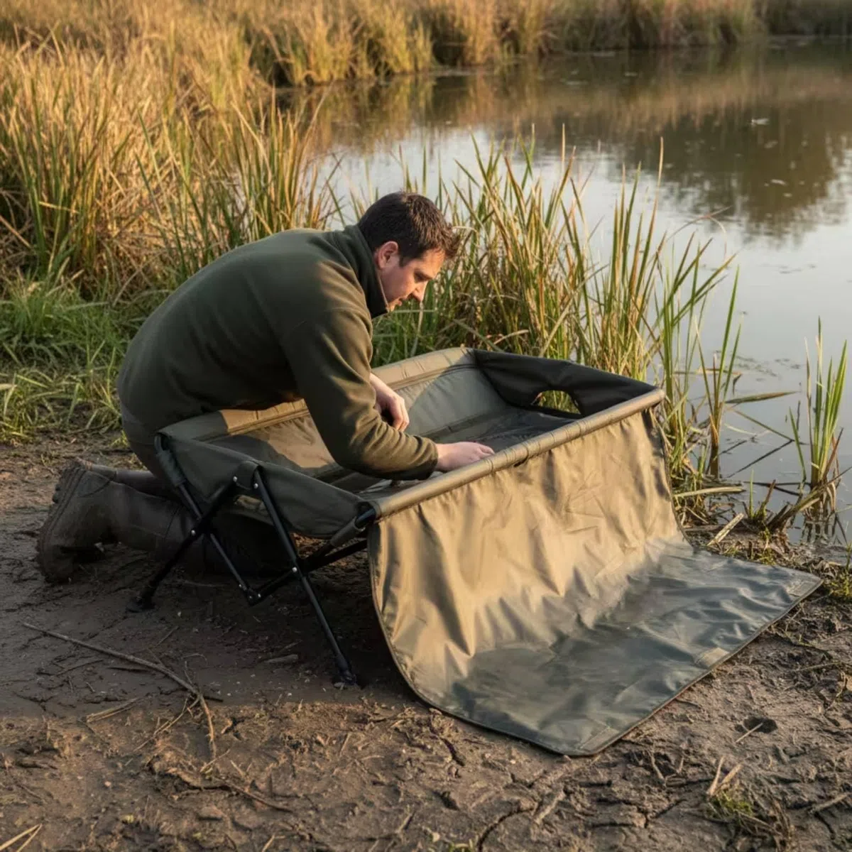 Amagogo Folding Fishing Bed Karpfenwiege Angelwanne Abhakmatte Unhooking Pad aus Oxfordstoff Leicht zu Reinigen Und Feuchtigkeitshemmend für Uferangeln Karpfenangeln Fotomomente
