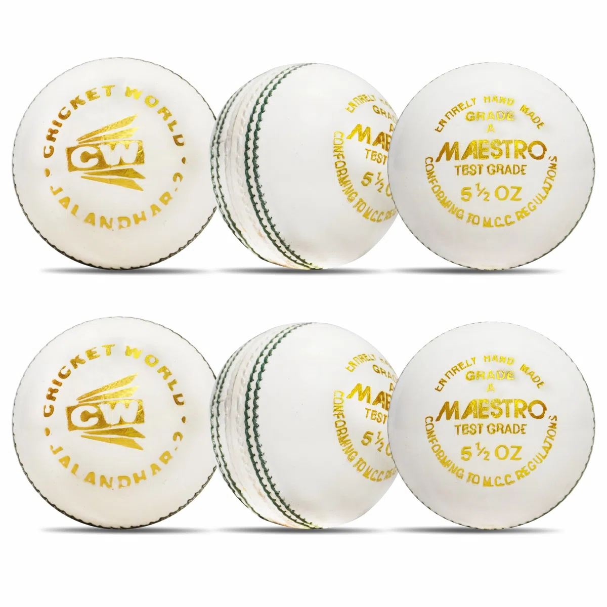 CW Maestro Professionelle Lederbälle, Weiß, 155 g, 6 Stück