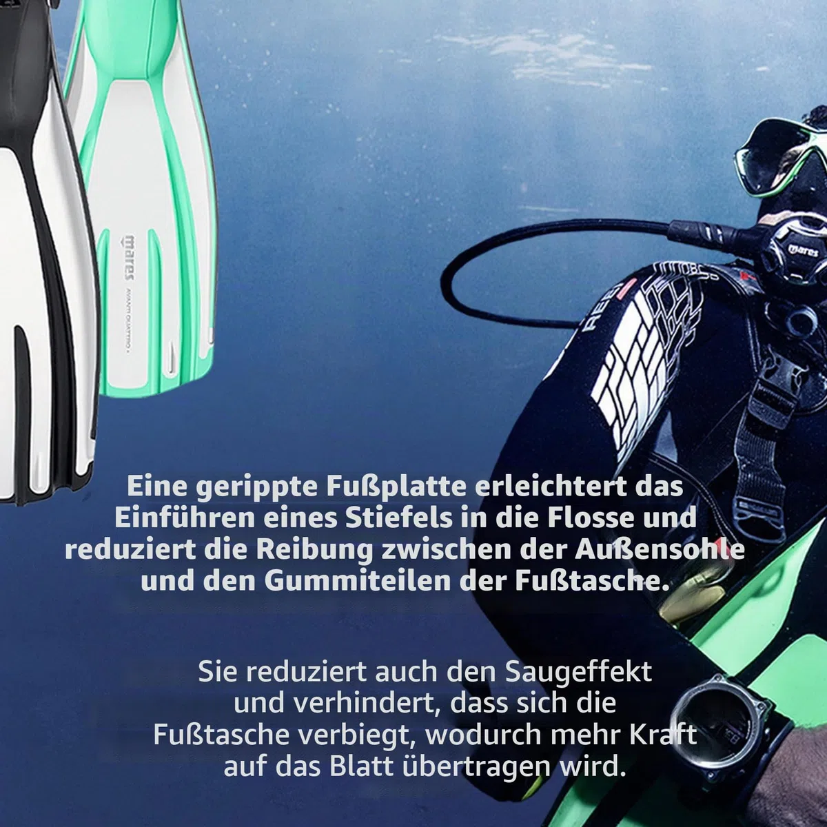 Mares Erwachsene Flossen mit Riemen Fins Avanti Quattro Plus