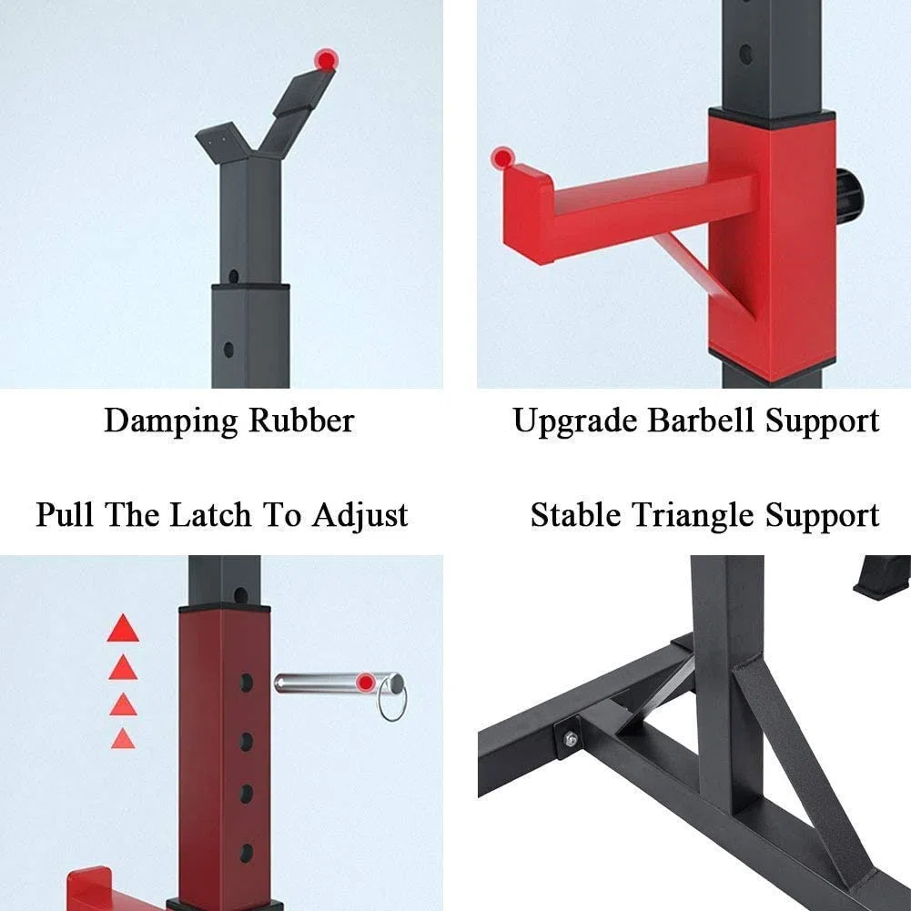 Verstellbarer Squat Rack für Home Gym - Hantelständer für Langhantelbankdrücken - Fitnessgeräte für Split Squats & Krafttraining